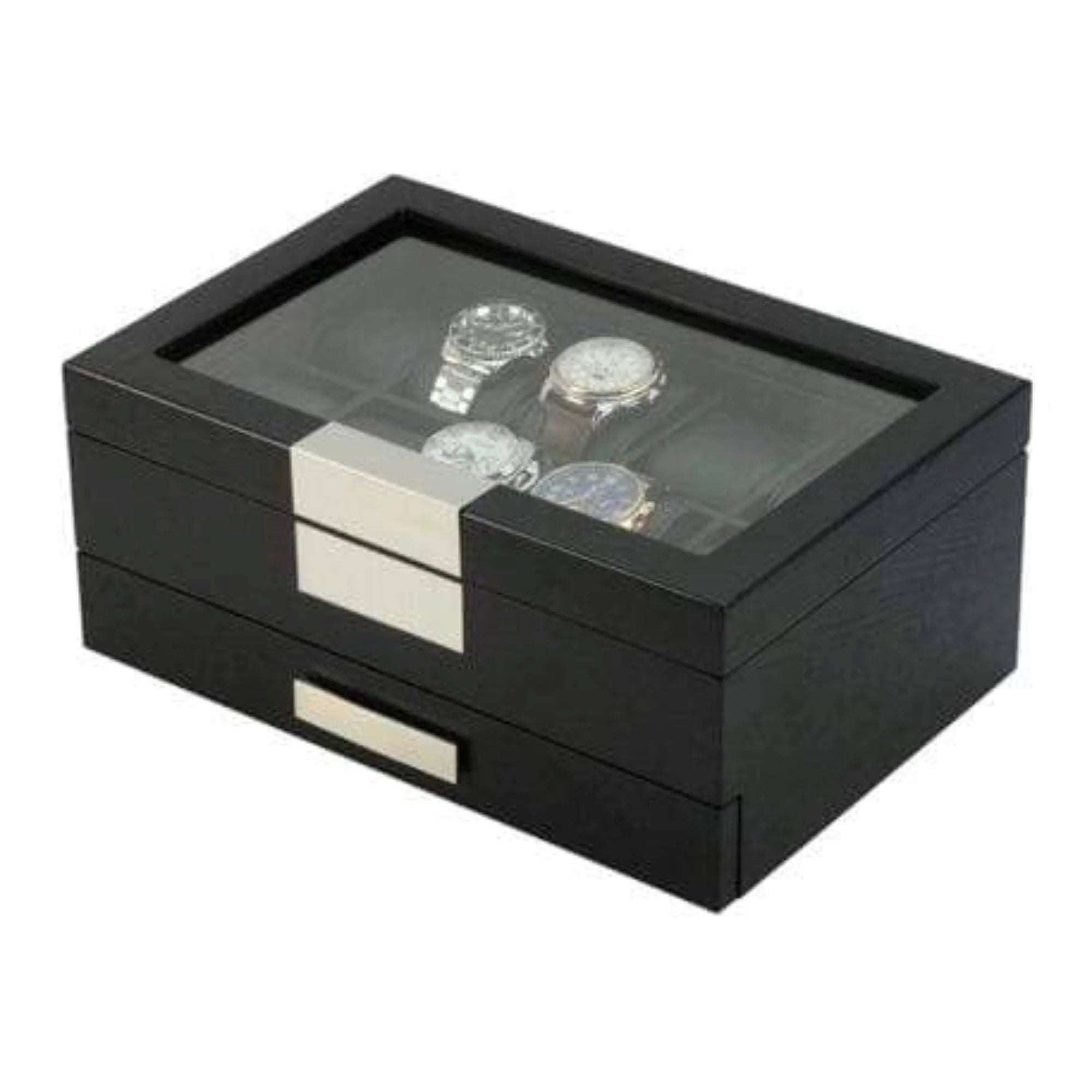 Seconds - Black Wooden Watch Box for 10 Watches with a Drawer (c) Seconds Clinks 