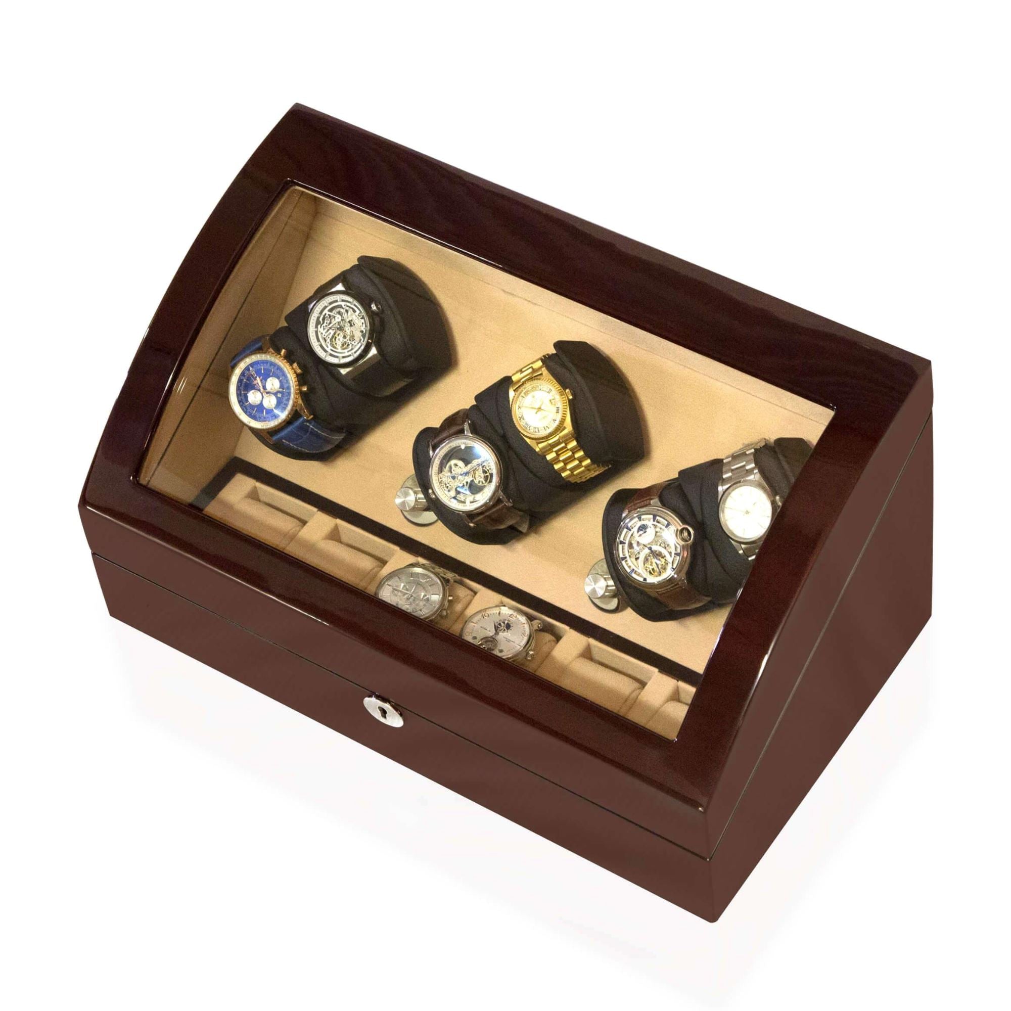 Seconds - Avoca Watch Winder Box 6 + 6 Watches in Mahogany (d) Seconds Clinks 