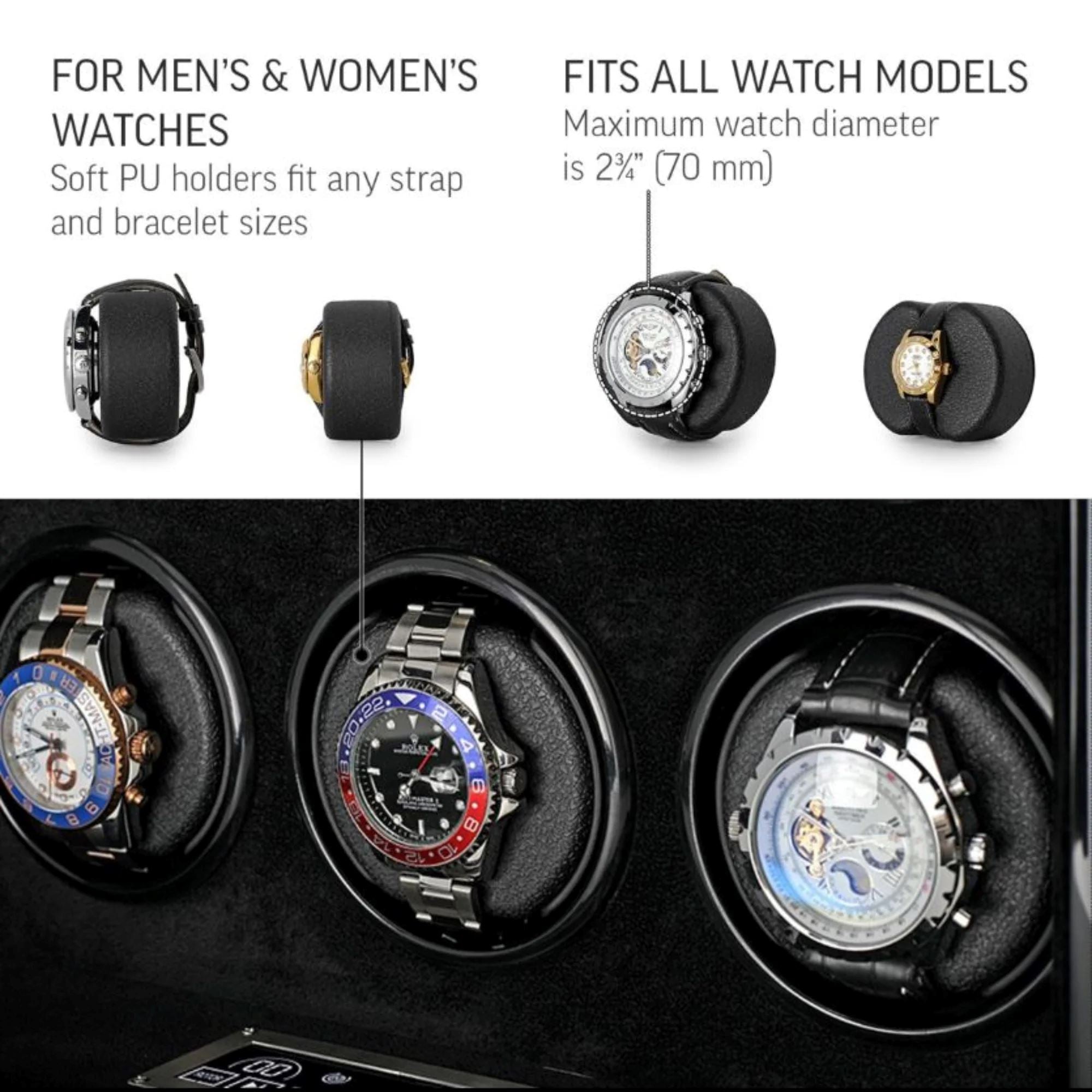 Seconds - Sydney Watch Winder Box for 6 Watches in Black (g) Seconds Clinks 