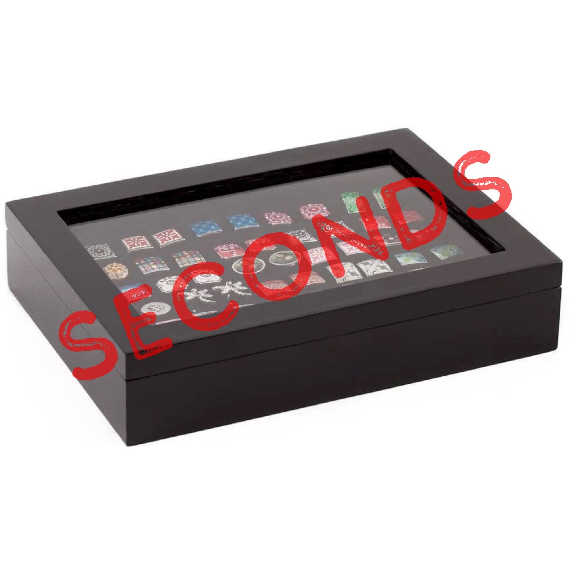 Seconds - 36 Pair Black Cufflink Box (e) Seconds Clinks Australia 