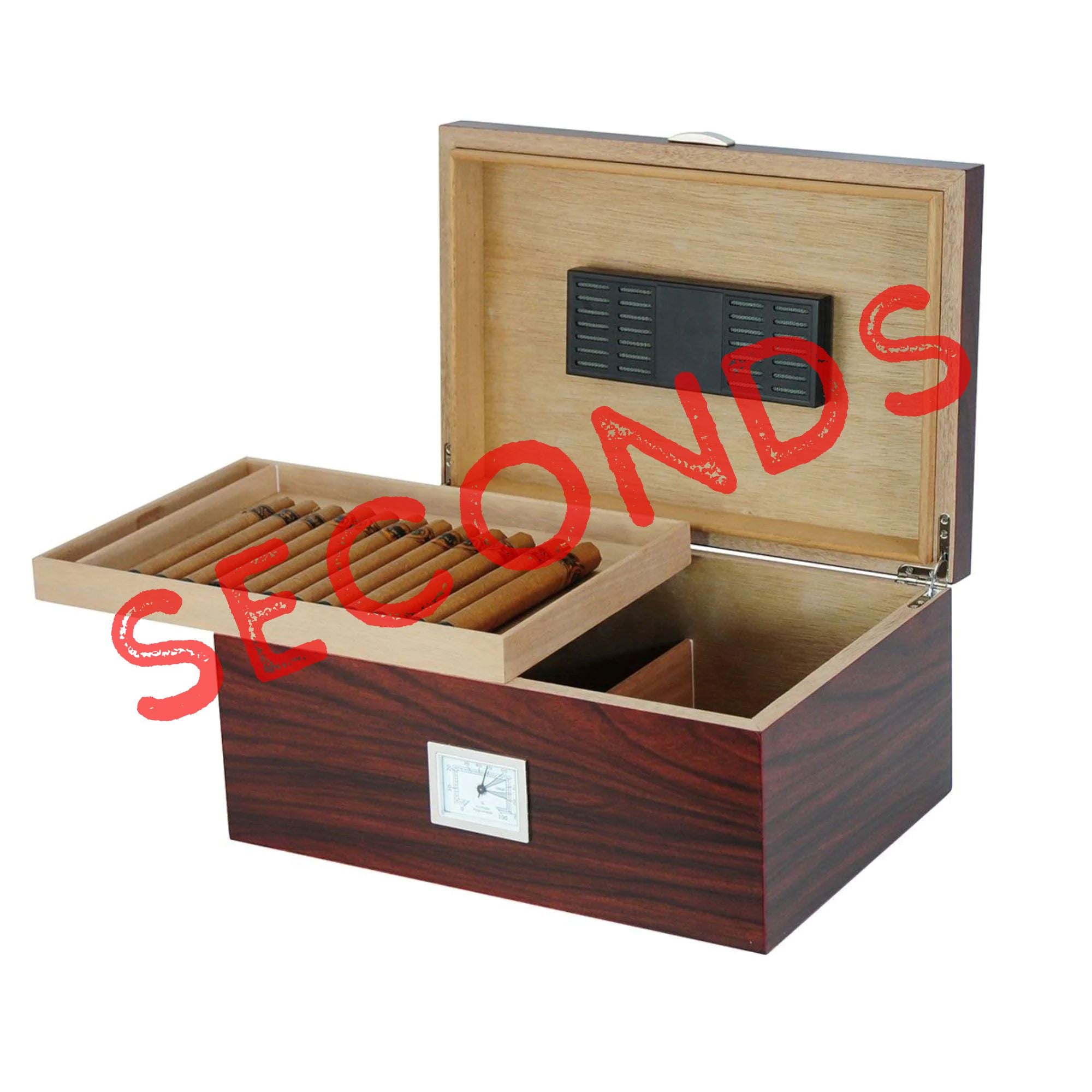 Seconds - 100 CT Walnut Cigar Humidor Wooden Box for Cigars Seconds Clinks 