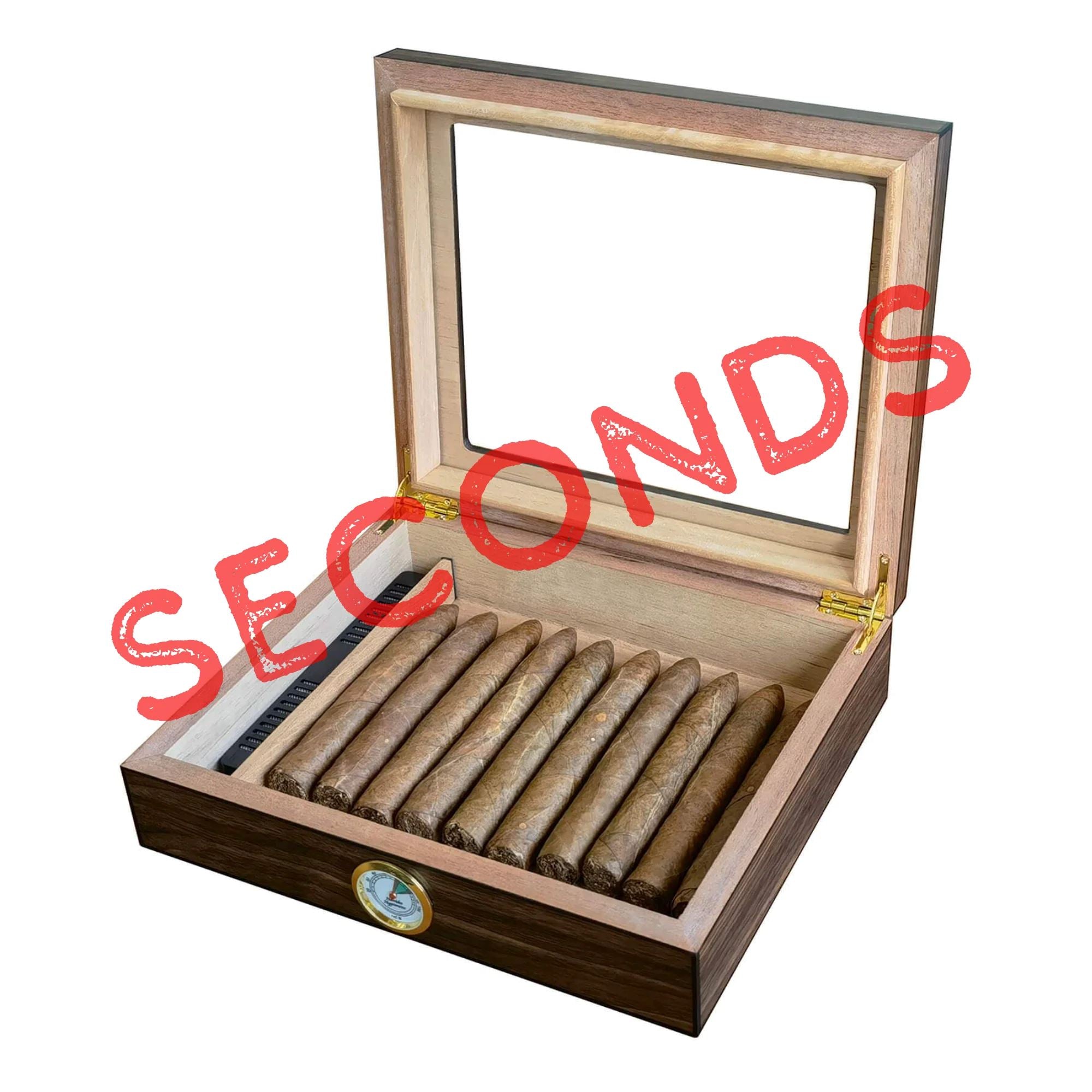 Seconds - 20 CT Walnut Cigar Humidor Box for Cigars (a) Seconds Clinks 