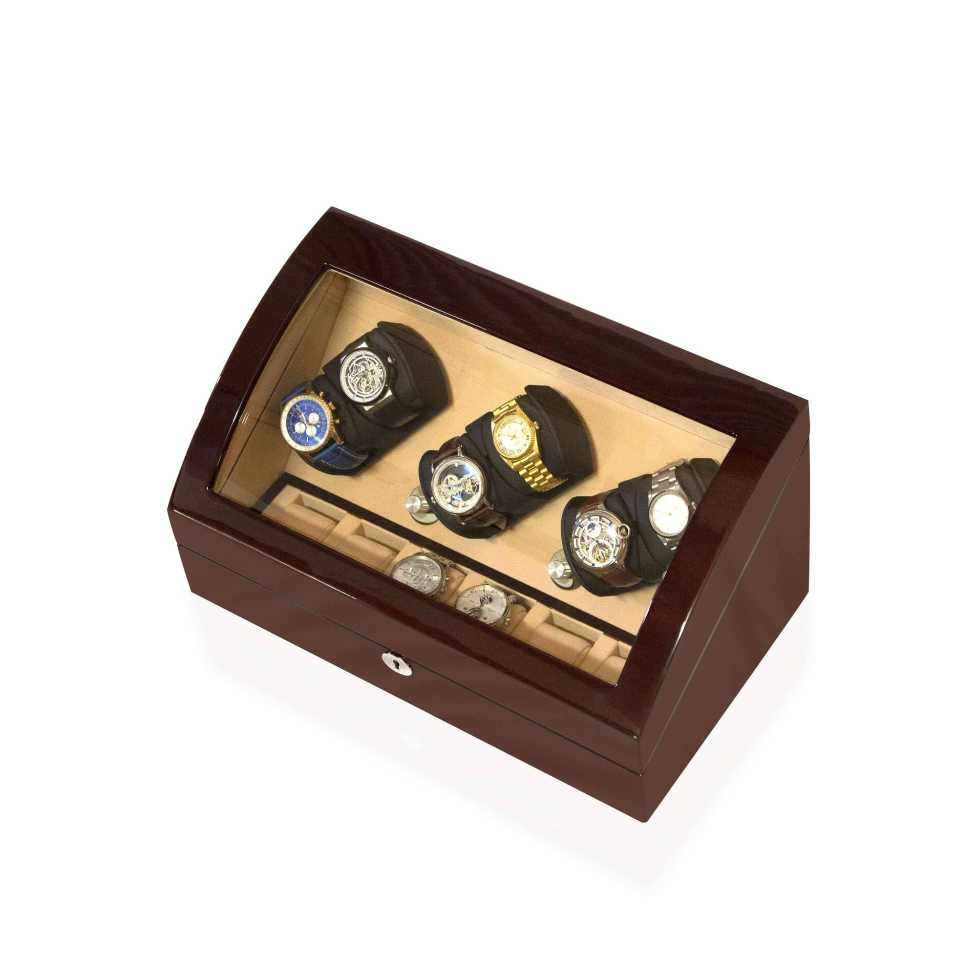 Seconds - Avoca Watch Winder Box 6 + 6 Watches in Mahogany (f)