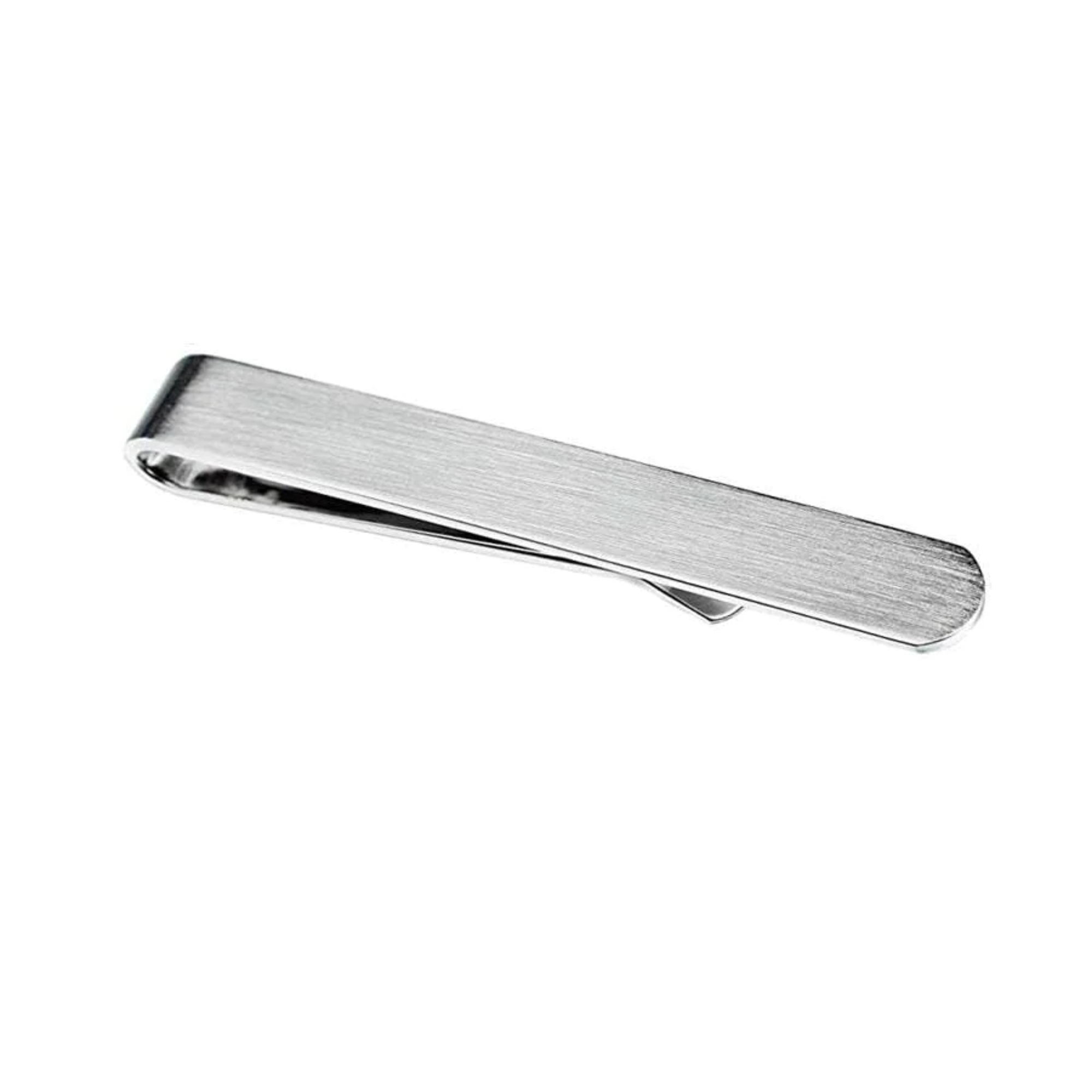 Brushed Silver Tie Bar with curved end 50mm