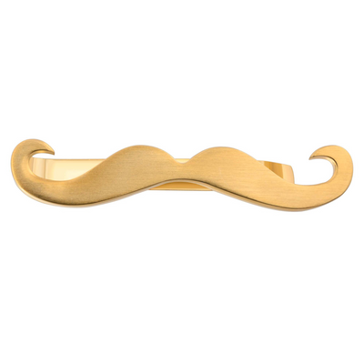 Moustache Tie Bar in Brushed Gold