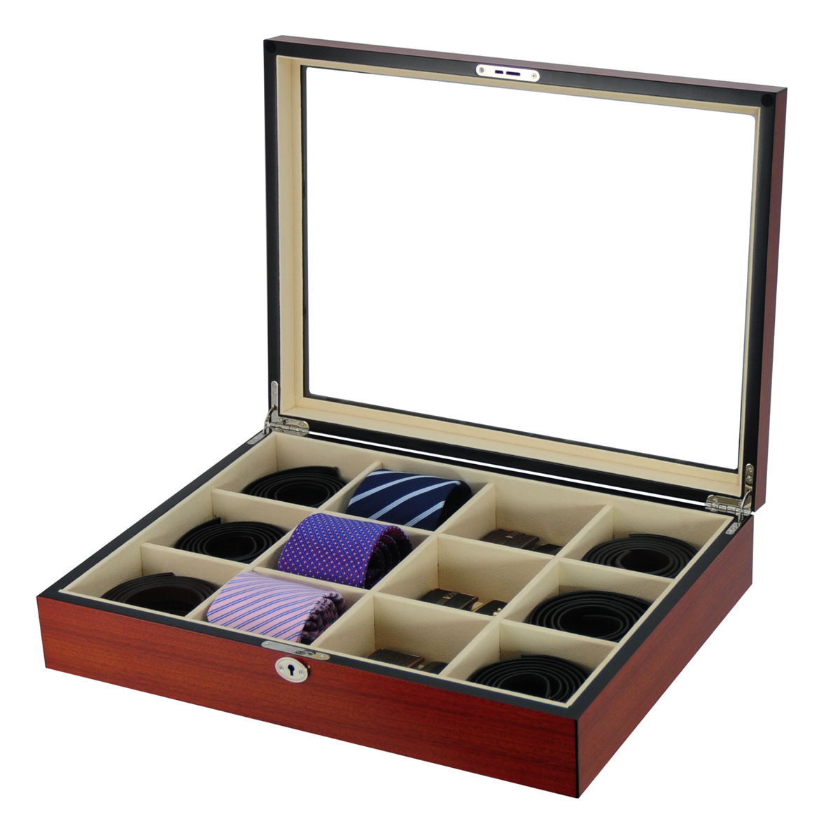 Cherry Wooden Tie Box for 12