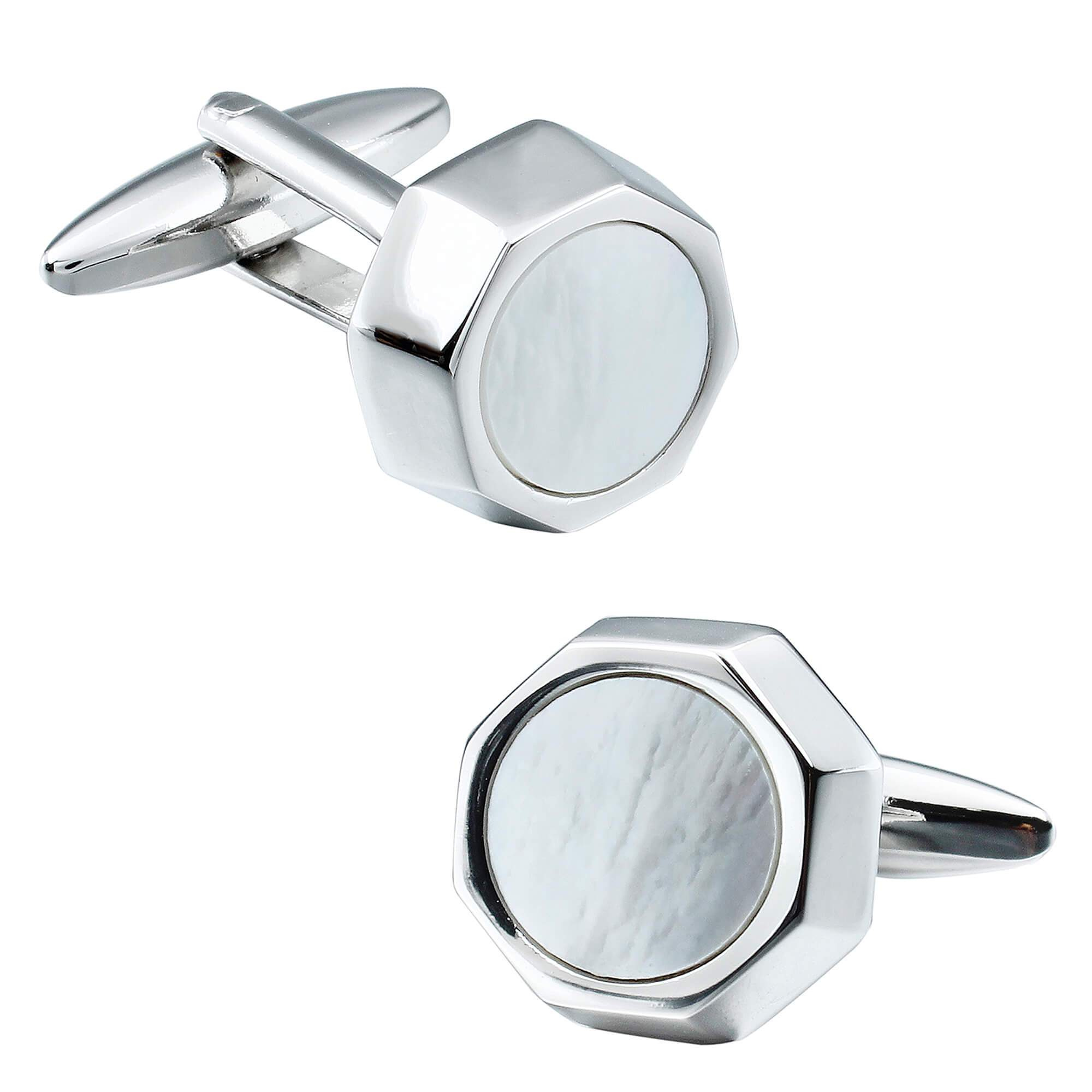 Mother of Pearl in Silver Octagon Cufflinks
