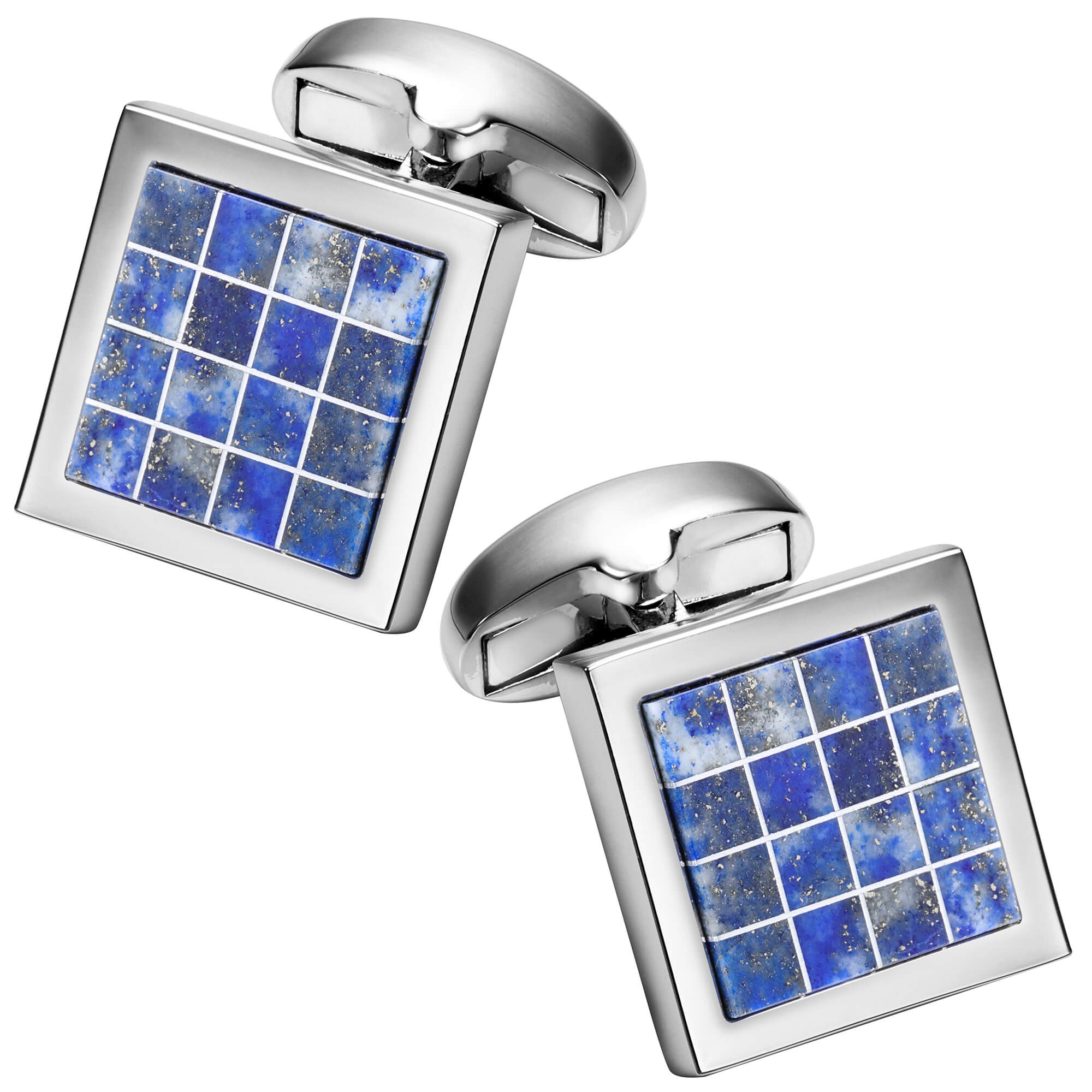 Lapis Lazuli Cufflinks in Silver Squares