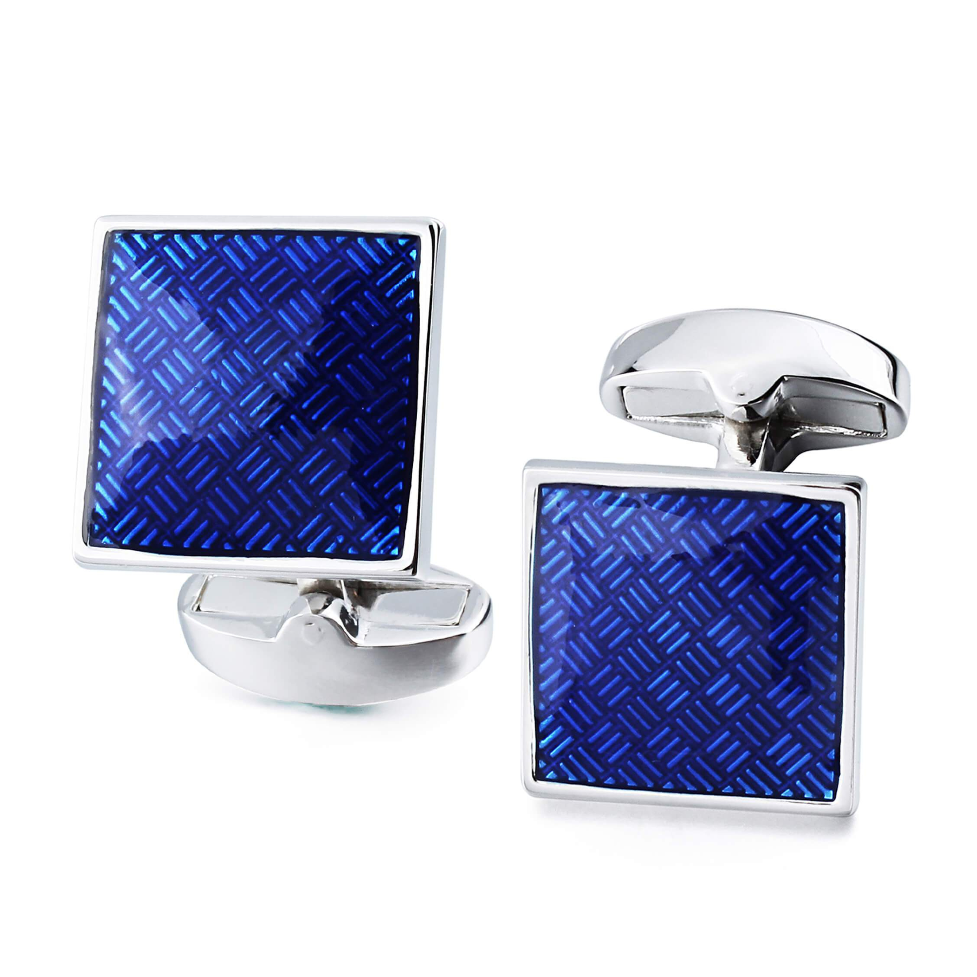 Metalic Blue Checkerplate Cufflinks
