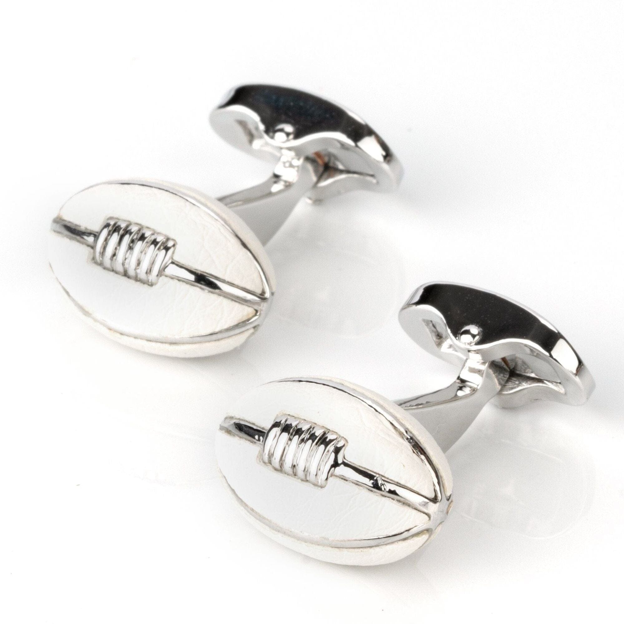 Footy White Leather Football Cufflinks Novelty Cufflinks Clinks Australia 