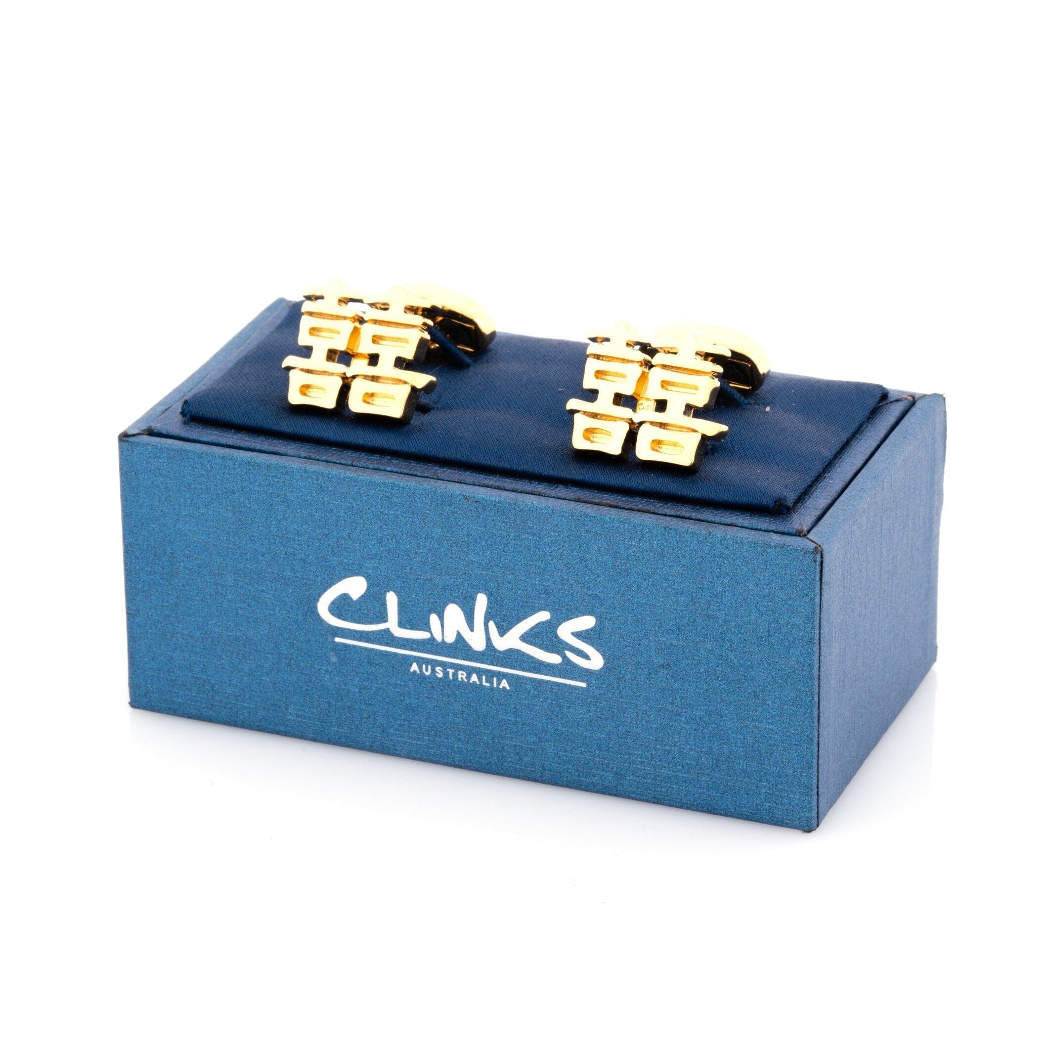 Chinese Symbol of Double Happiness Gold Novelty Cufflinks Clinks Australia 