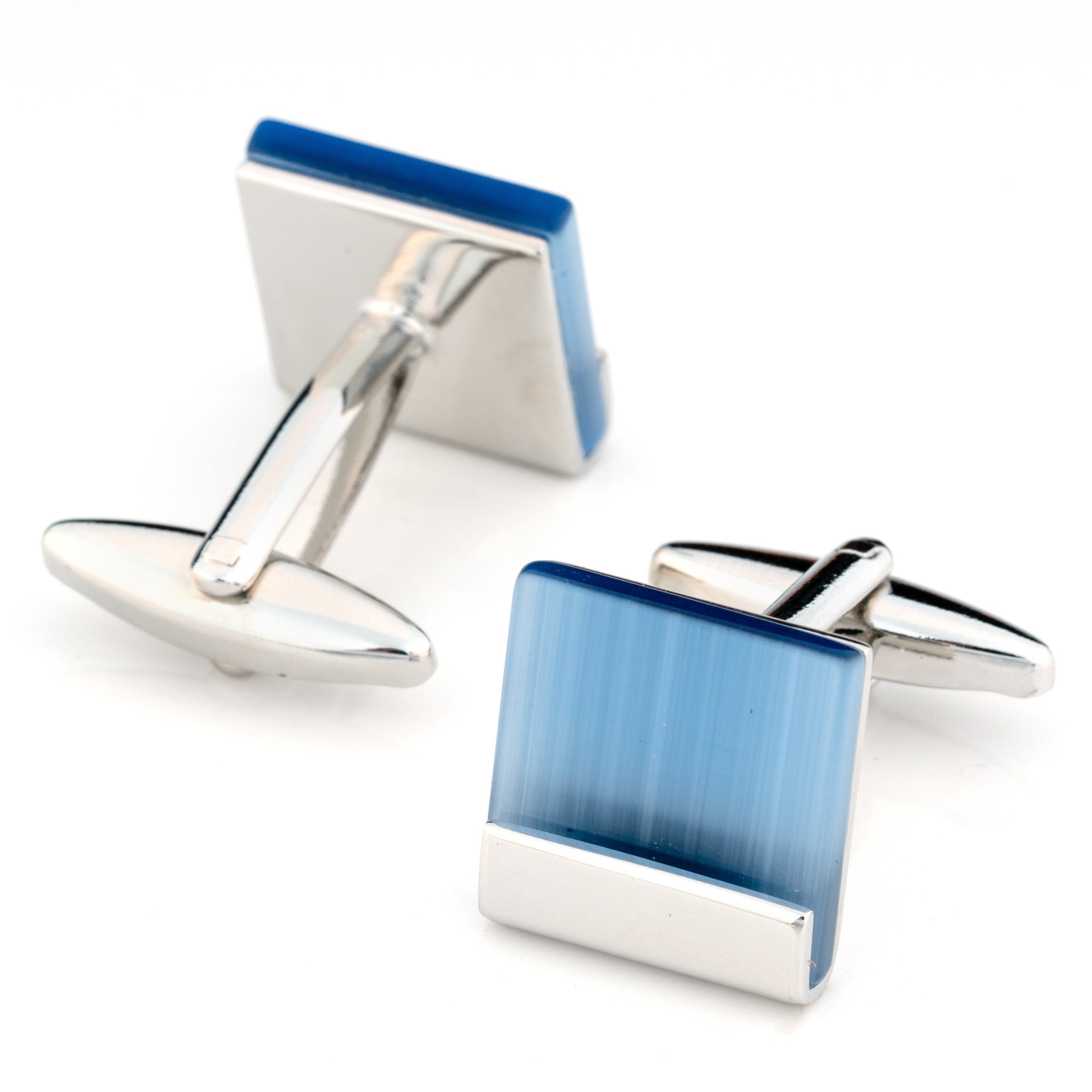 Blue Ice Cateye Cufflinks Classic & Modern Cufflinks Clinks Australia Blue Ice Cateye Cufflinks 