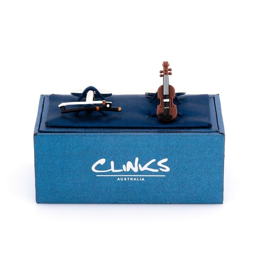 Colour Violin and Bow Cufflinks Novelty Cufflinks Clinks Australia 