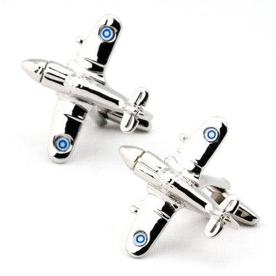 Silver Fighter Jet Plane Cufflinks