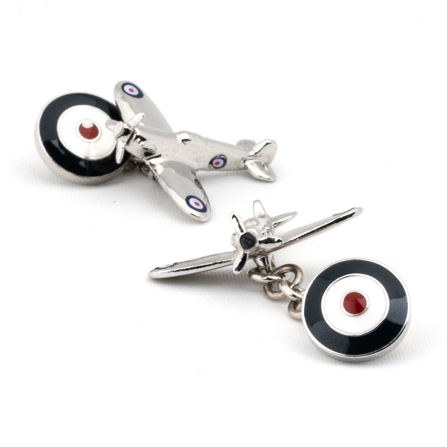 Spitfire Plane Cufflinks with Chain and Roundel Novelty Cufflinks Clinks Australia 
