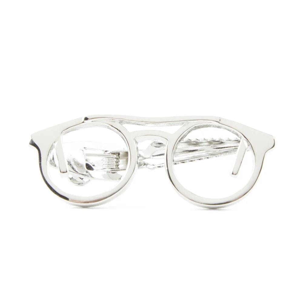 Silver Spectacles Tie Clip Tie Bars Clinks 