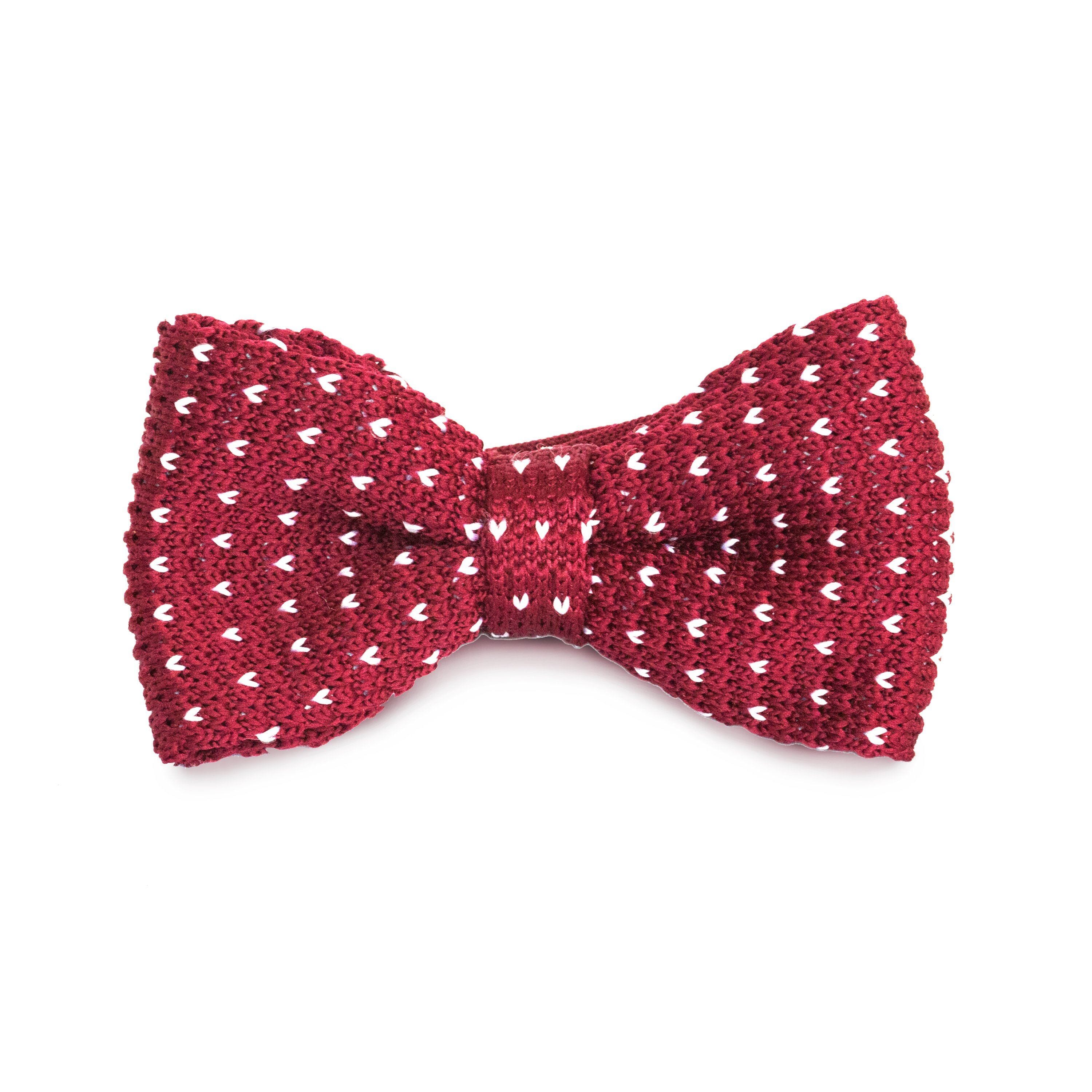 Maroon/White Dot Kids Knit Bowtie Bow Ties Clinks Australia Maroon/White Dot Kids Knit Bowtie 