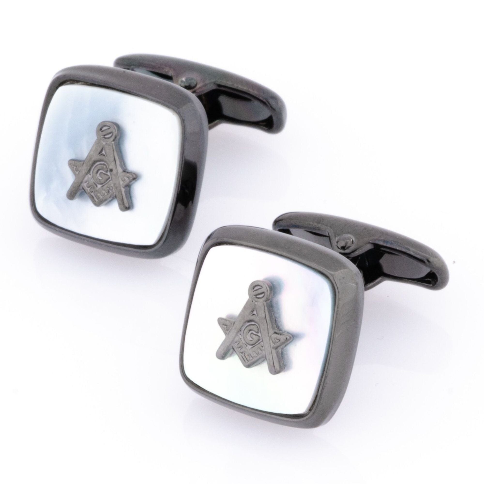 Freemason Masonic Square Gunmetal Mother of Pearl Cufflinks Novelty Cufflinks Clinks Australia 