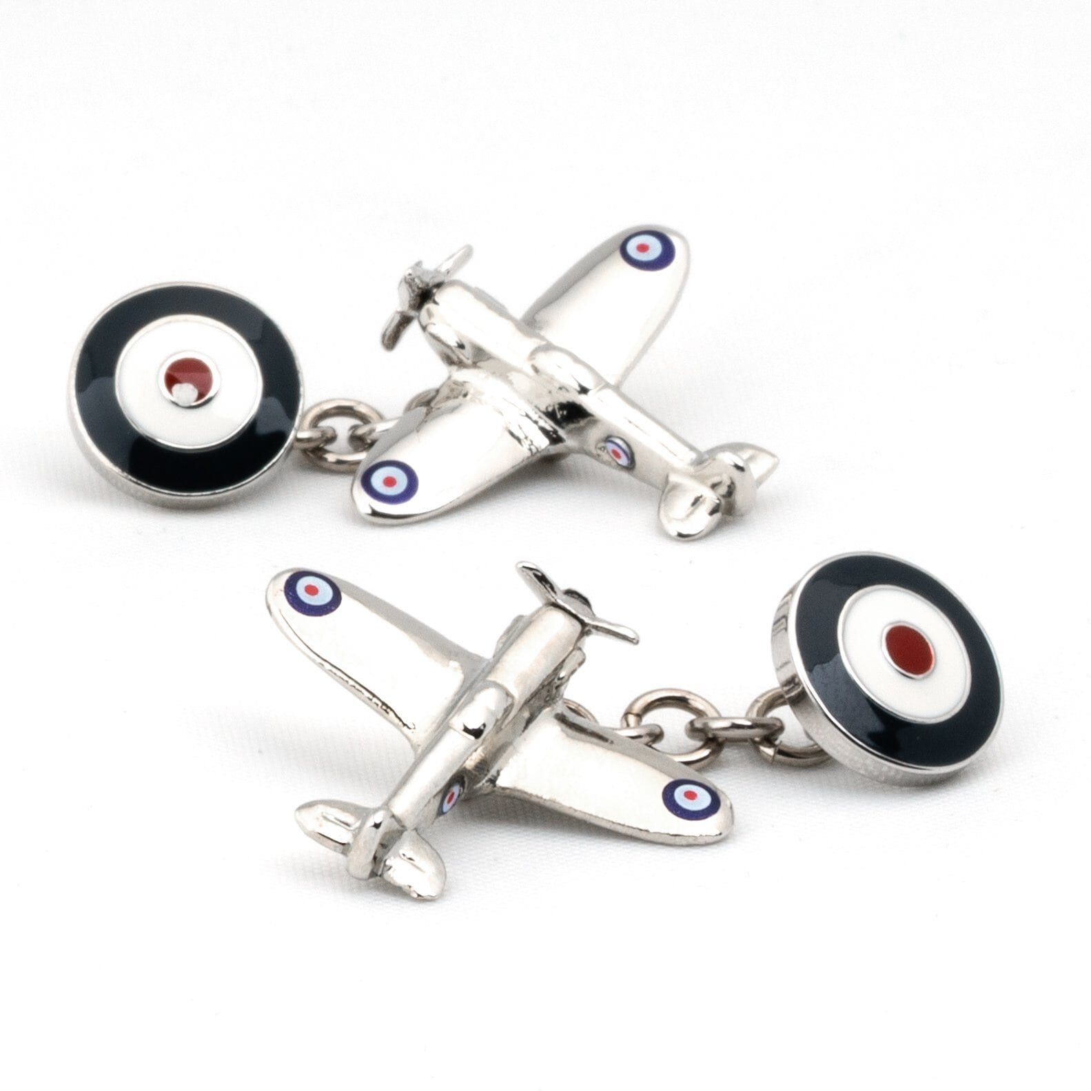 Spitfire Plane Cufflinks with Chain and Roundel Novelty Cufflinks Clinks Australia 