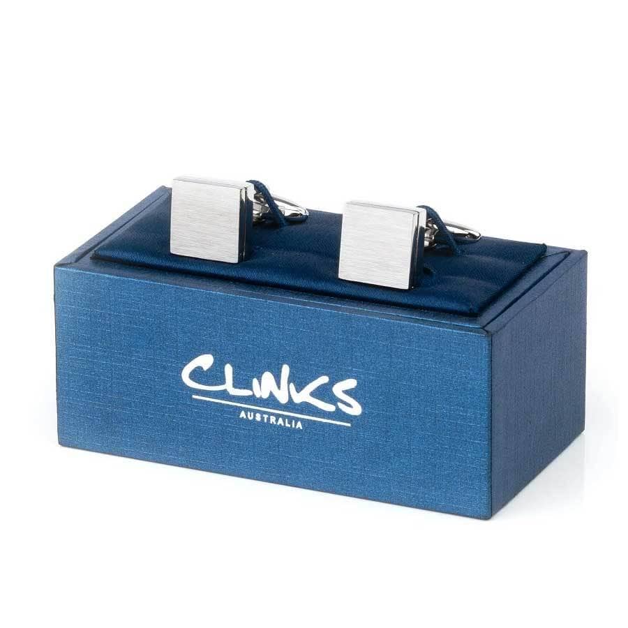 Brushed Square Silver Cufflinks Classic & Modern Cufflinks Clinks Australia 