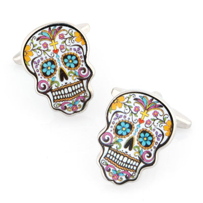 Flower Skull Calavera Cufflinks