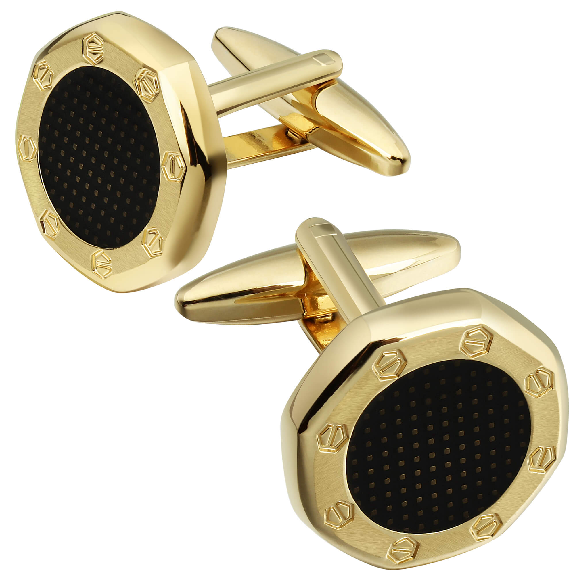 Brushed Gold with Black Texture Cufflinks