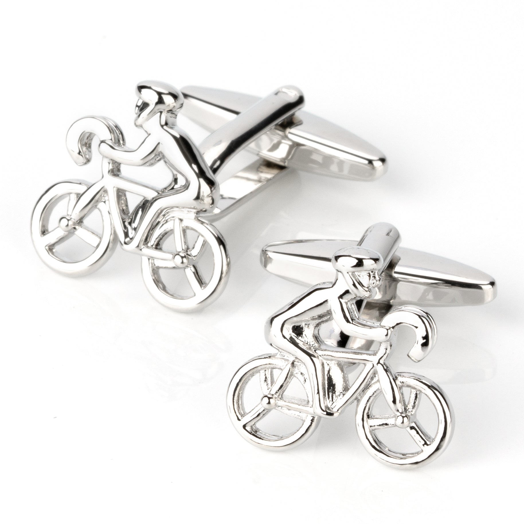 Silver Bicycle Cyclist Cufflinks