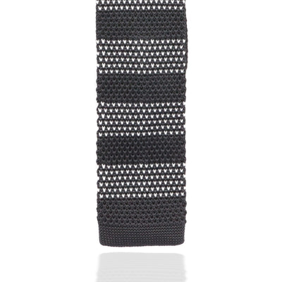 Black and White Stripe Knitted Tie