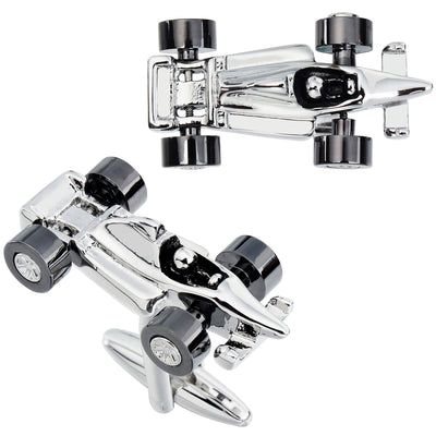 Silver F1 Cufflinks with Gunmetal Wheels