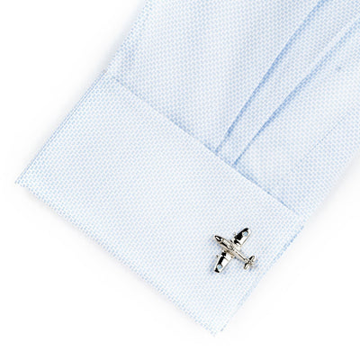 Silver Fighter Jet Plane Cufflinks