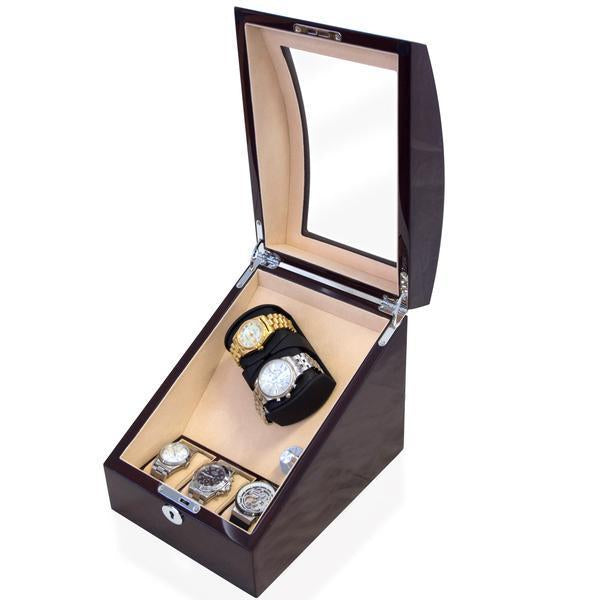 Mahogany Watch Winder Box, 2 + 3 Watch Winder Box, Cuffed Watch Watch Winder, Clinks Australia Watch Winder Box, Mahogany Watch Winder Box on Cuffed, Australia Watch Winder Box, Watch Winder Storage Box, Watch Winder Display Box, Watch Winder Box for 2 + 3, Watch Winder Box, Mahogany, CW0205, Clinks.com