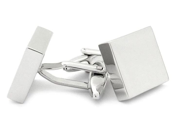 Shiny Silver Square Engravable Cufflinks Classic & Modern Cufflinks Clinks Australia 