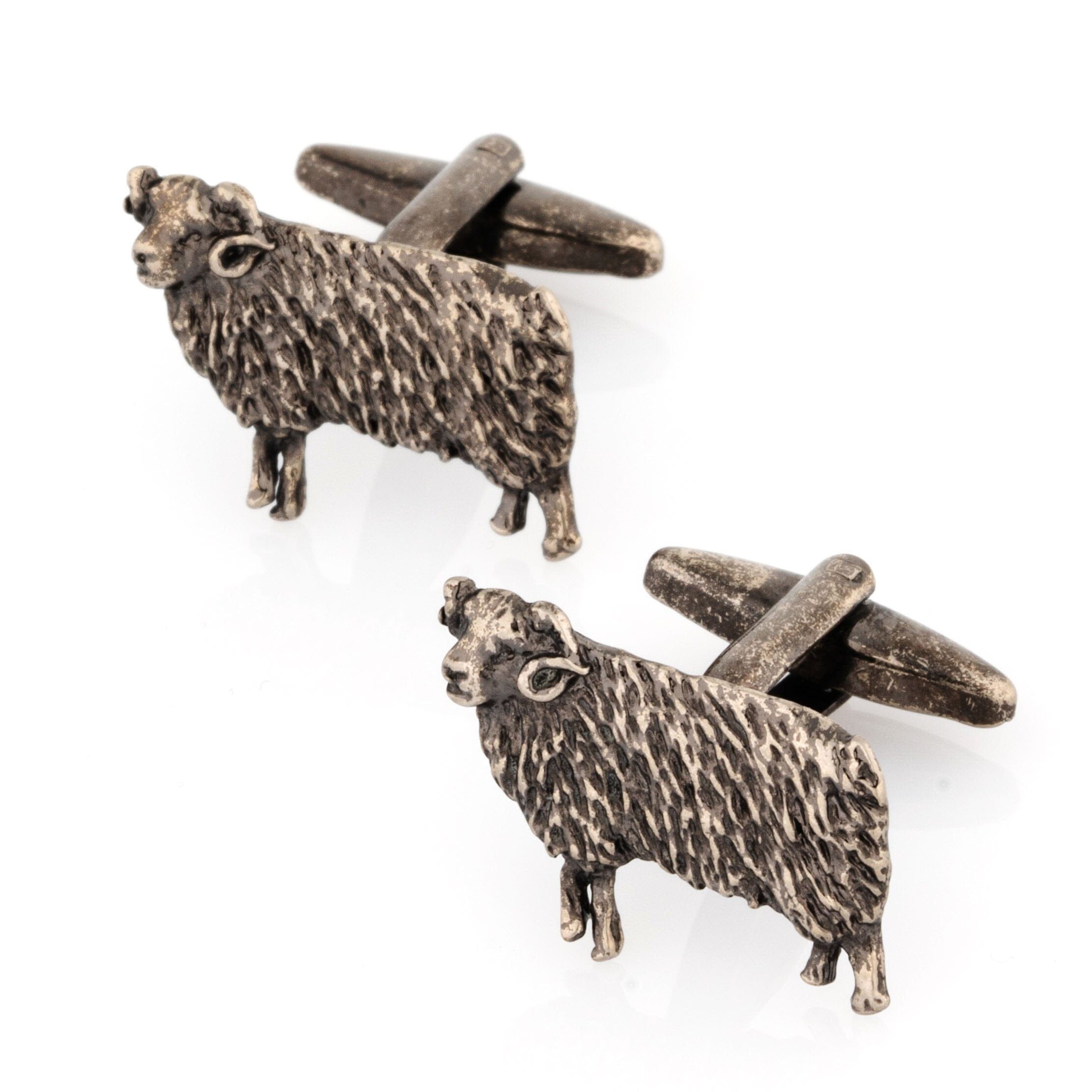 Ram Cufflinks in Antiqued Silver Novelty Cufflinks Clinks Australia 