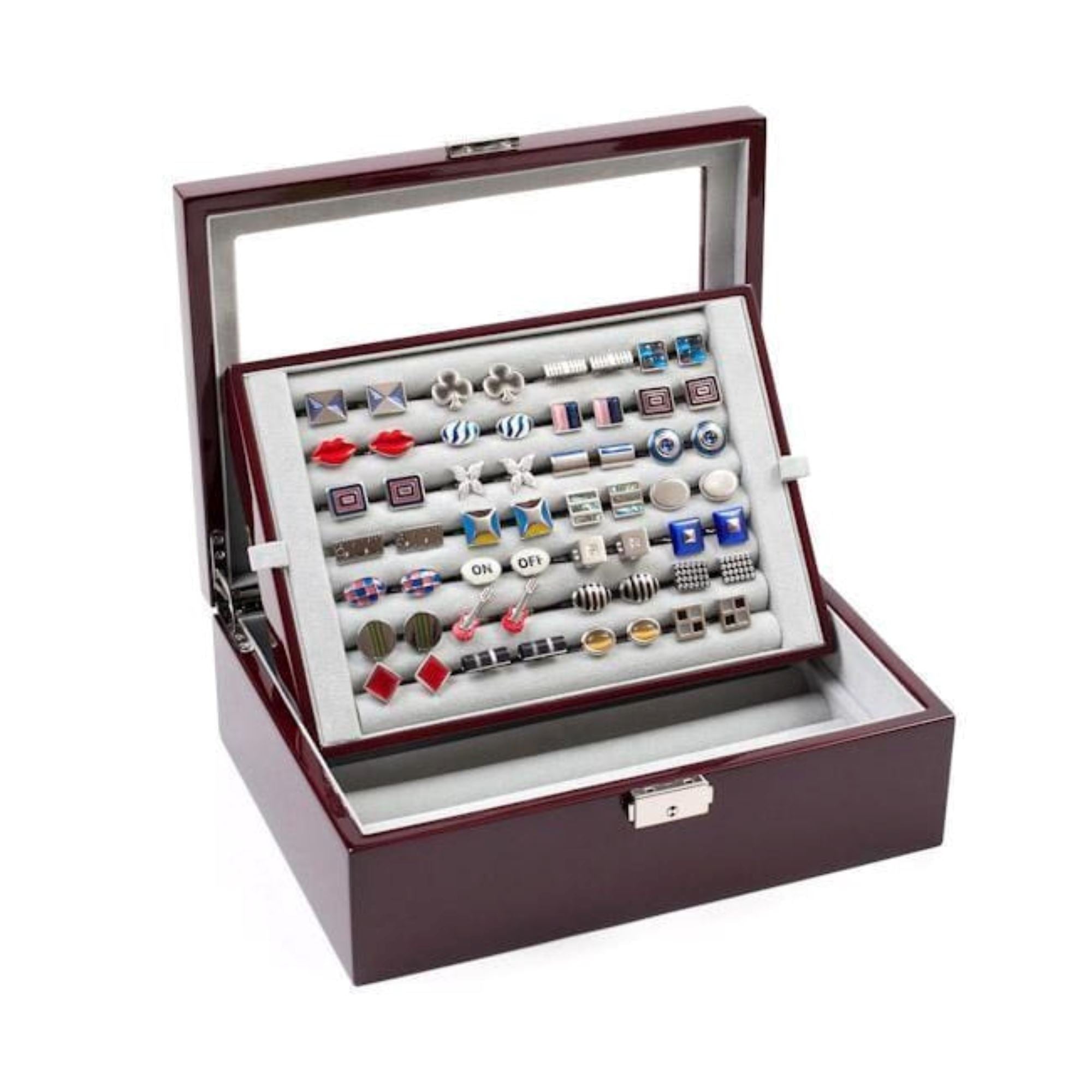 72 Pair Double Decker Mahogany Cufflink Box Cufflink Boxes Clinks Australia 
