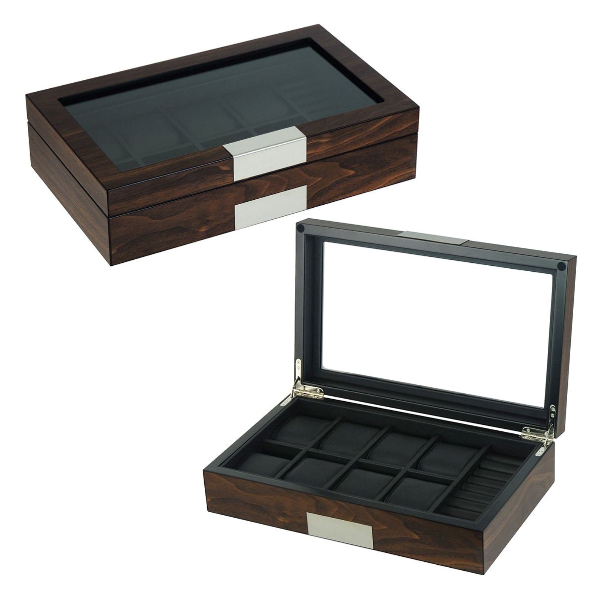 8 Slots Walnut Wooden Watch/Cufflink Box Watch Boxes Clinks 