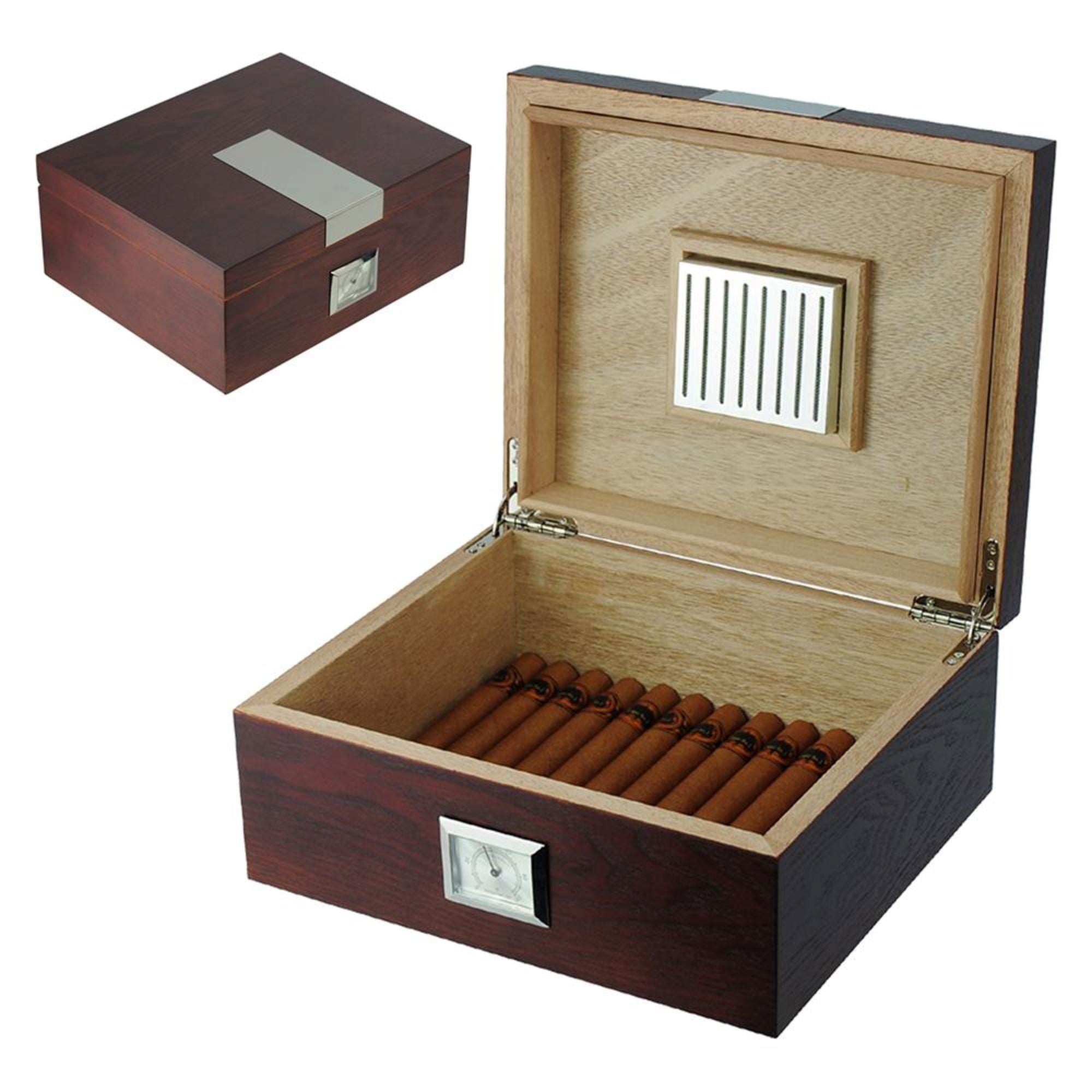 25 CT Dark Cherry Cigar Humidor Mahogany Lining Box for Cigars Cigar Boxes Clinks 