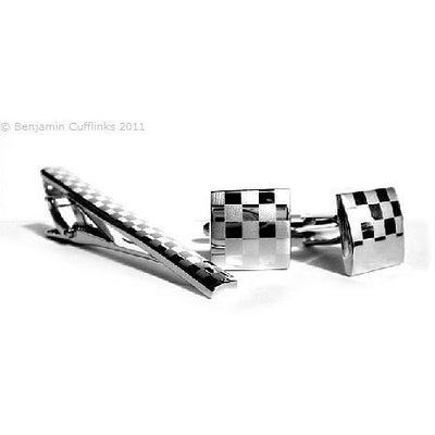 CheckerBoard Gift Set:  Cufflinks & Tie Clip