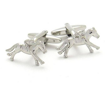 "Melbourne Cup" Horse Racing Silver Cufflinks