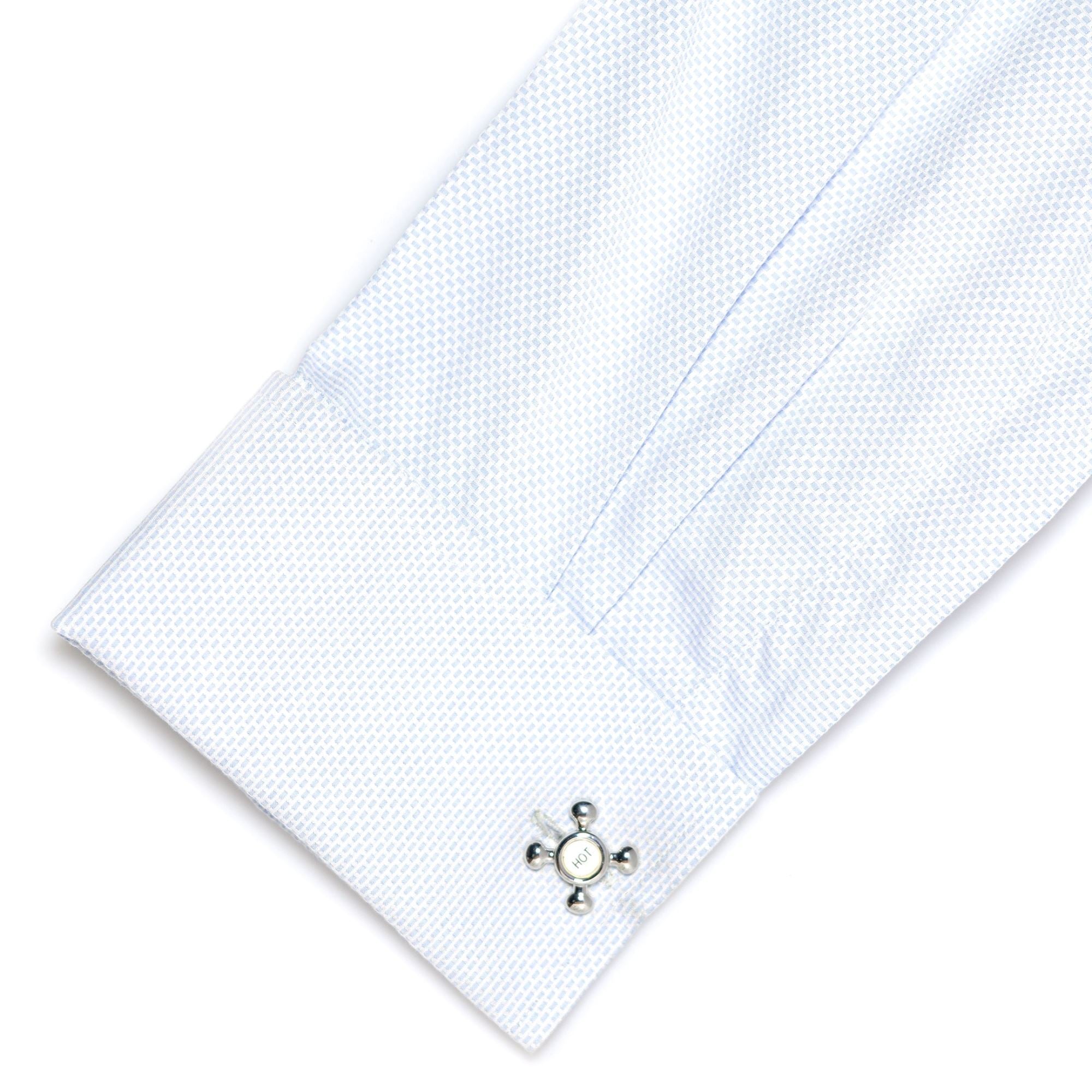 Hot & Cold Tap Cufflinks Black & White Novelty Cufflinks Clinks Australia 
