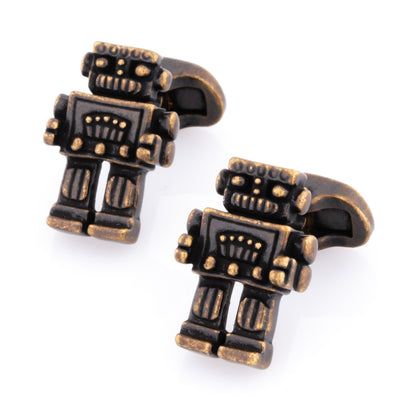 Robot Cufflinks in Antique Burnished Gold
