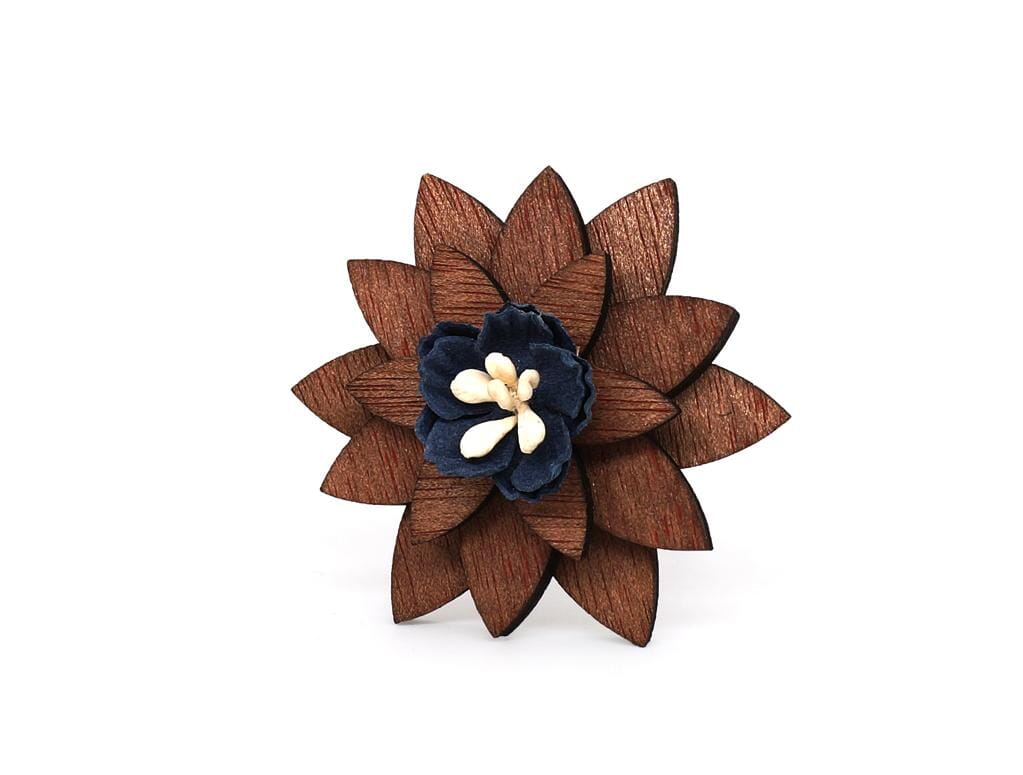 Wooden Star Blue Flower Lapel Pin Lapel Pin Clinks Wooden Star Blue Flower Lapel Pin 