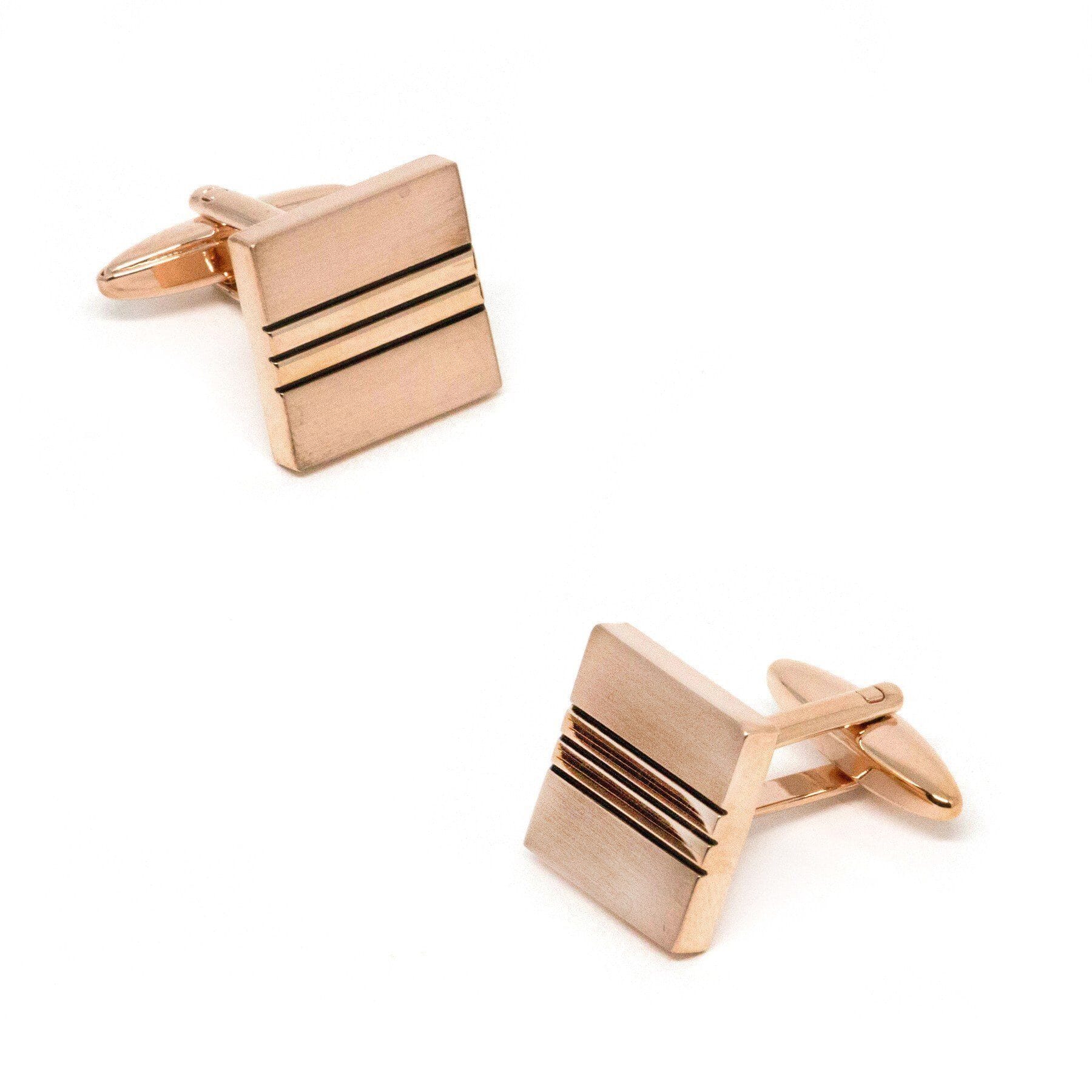 Classic Rose Gold with Black Lines Cufflinks Classic & Modern Cufflinks Clinks Australia 