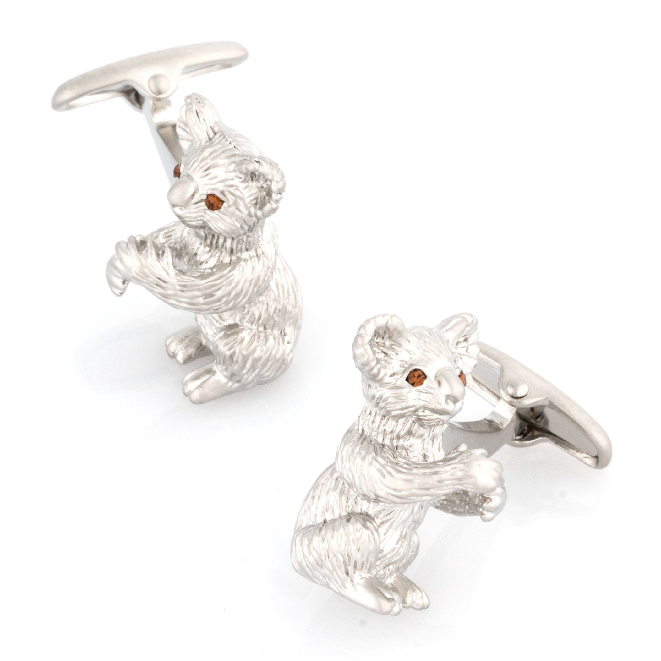 Silver Koala Cufflinks with Crystal Eyes Novelty Cufflinks Clinks Australia 