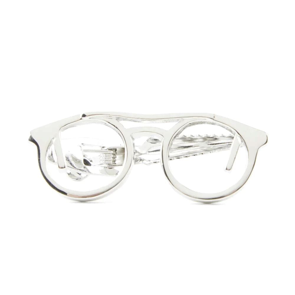Silver Spectacles Tie Clip Tie Bars Clinks 