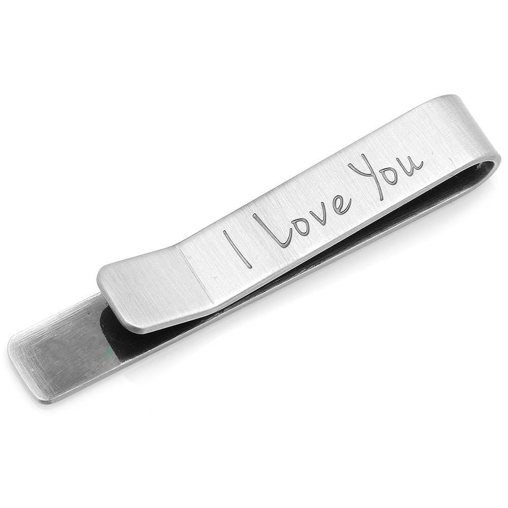 Brushed Silver I Love You Engraved Tie Clip Tie Clips Clinks 
