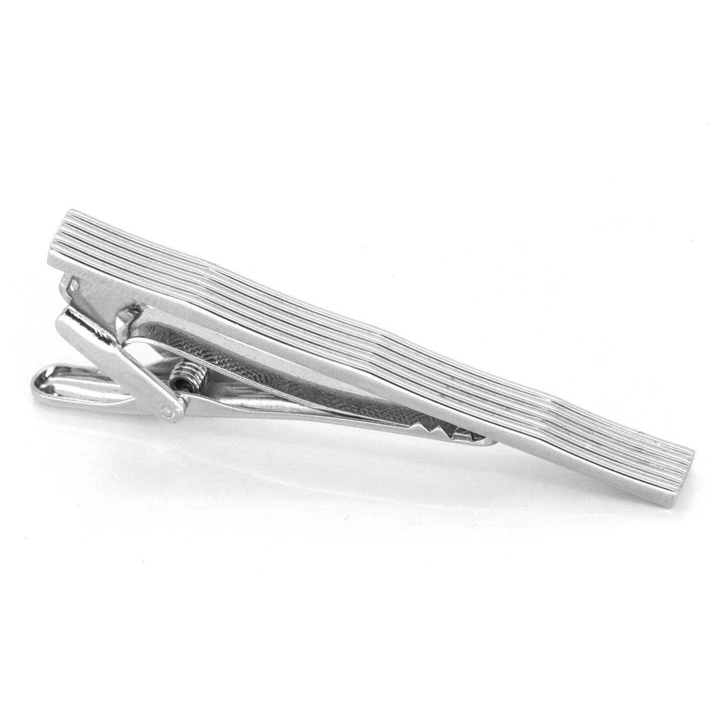 Silver Lines with Waves Tie Clip Tie Clips Clinks Australia 