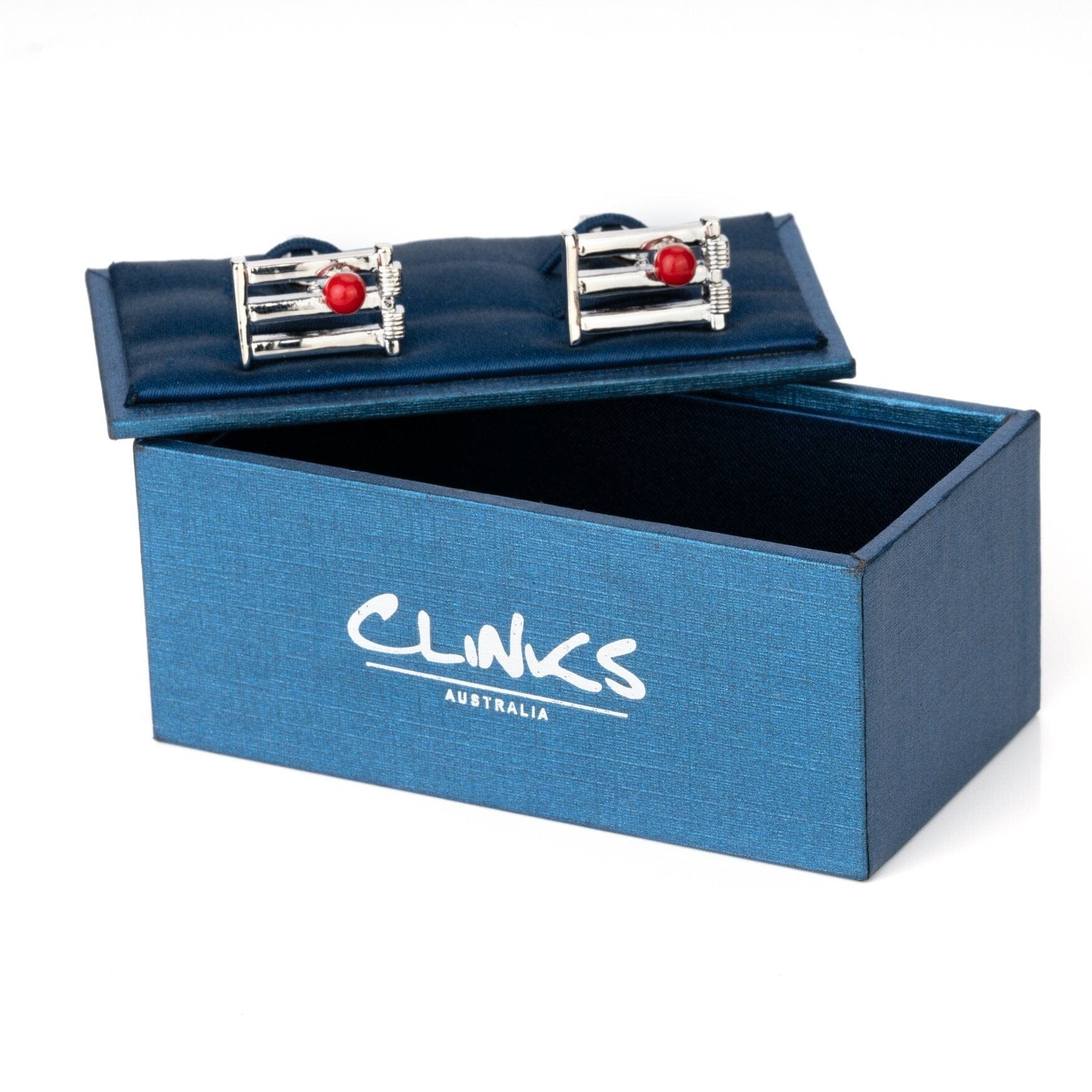 Cricket Wicket and Red Ball Cufflinks Novelty Cufflinks Clinks Australia 