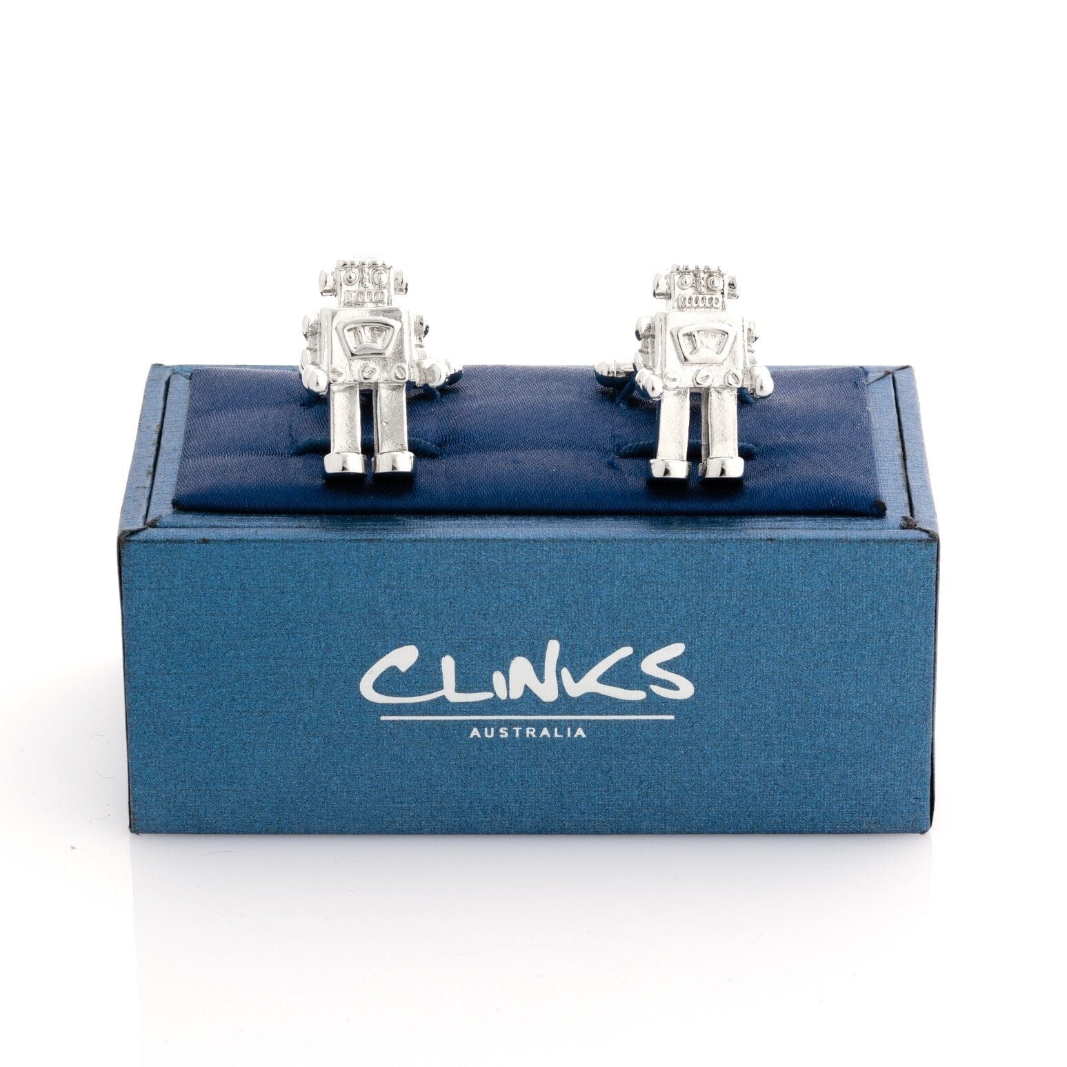 Robot Cufflinks in Shiny Silver Novelty Cufflinks Clinks Australia 