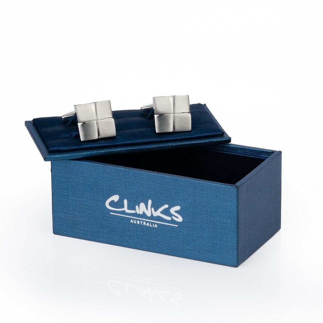 Silver Four-Square Cufflinks Classic & Modern Cufflinks Clinks Australia 