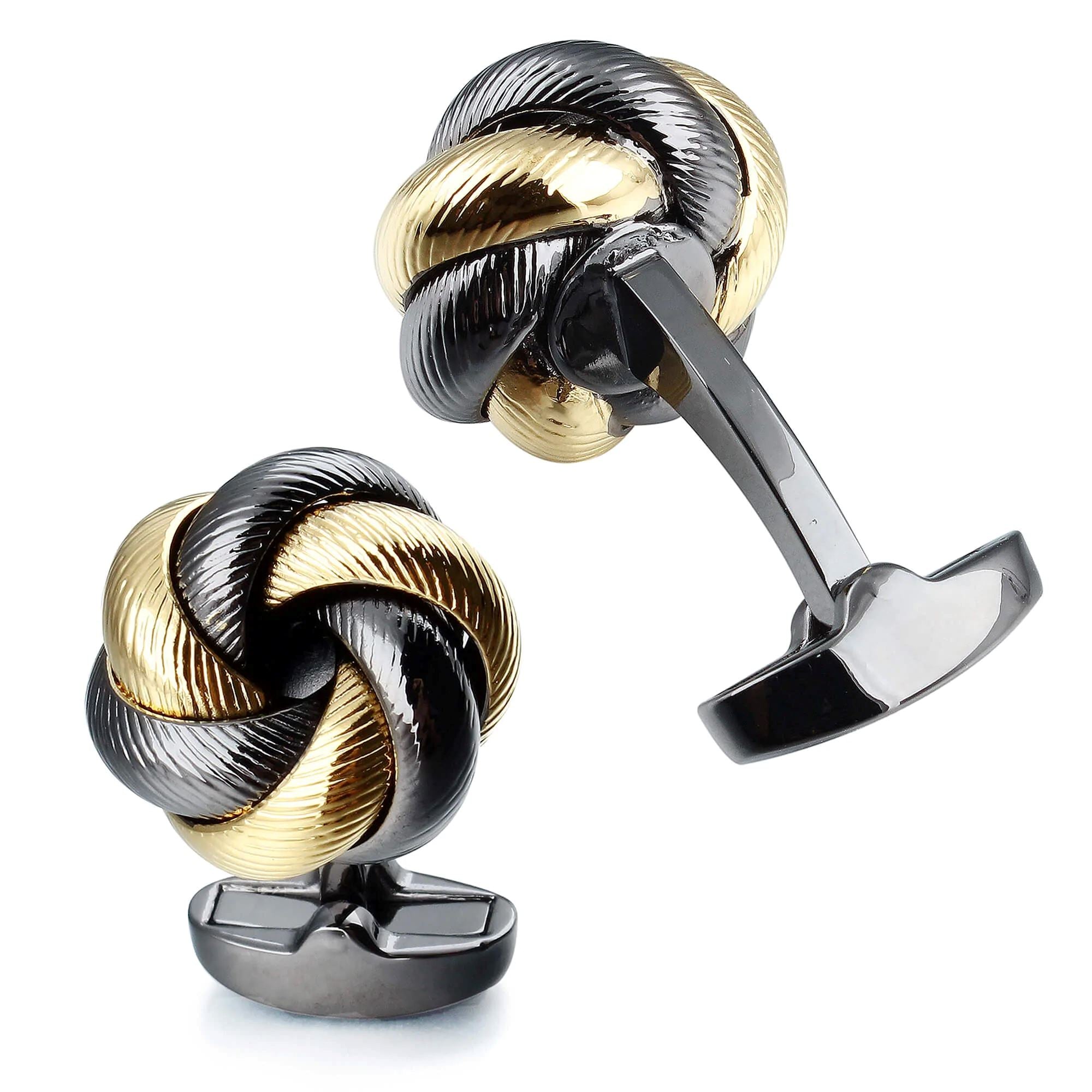 Gunmetal with Gold Knots Cufflinks Classic & Modern Cufflinks Clinks Australia 